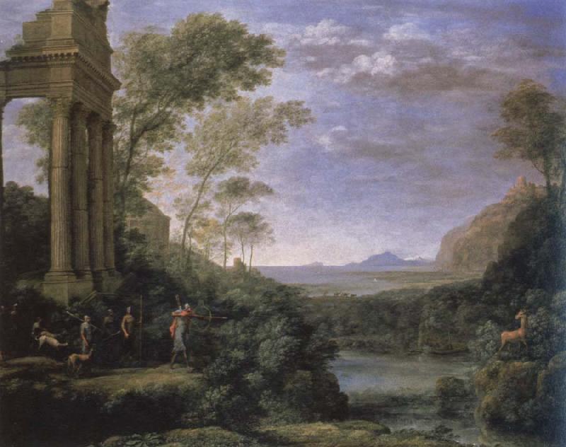 claude lorraine landscape with ascanius shooting the stag of sylvia